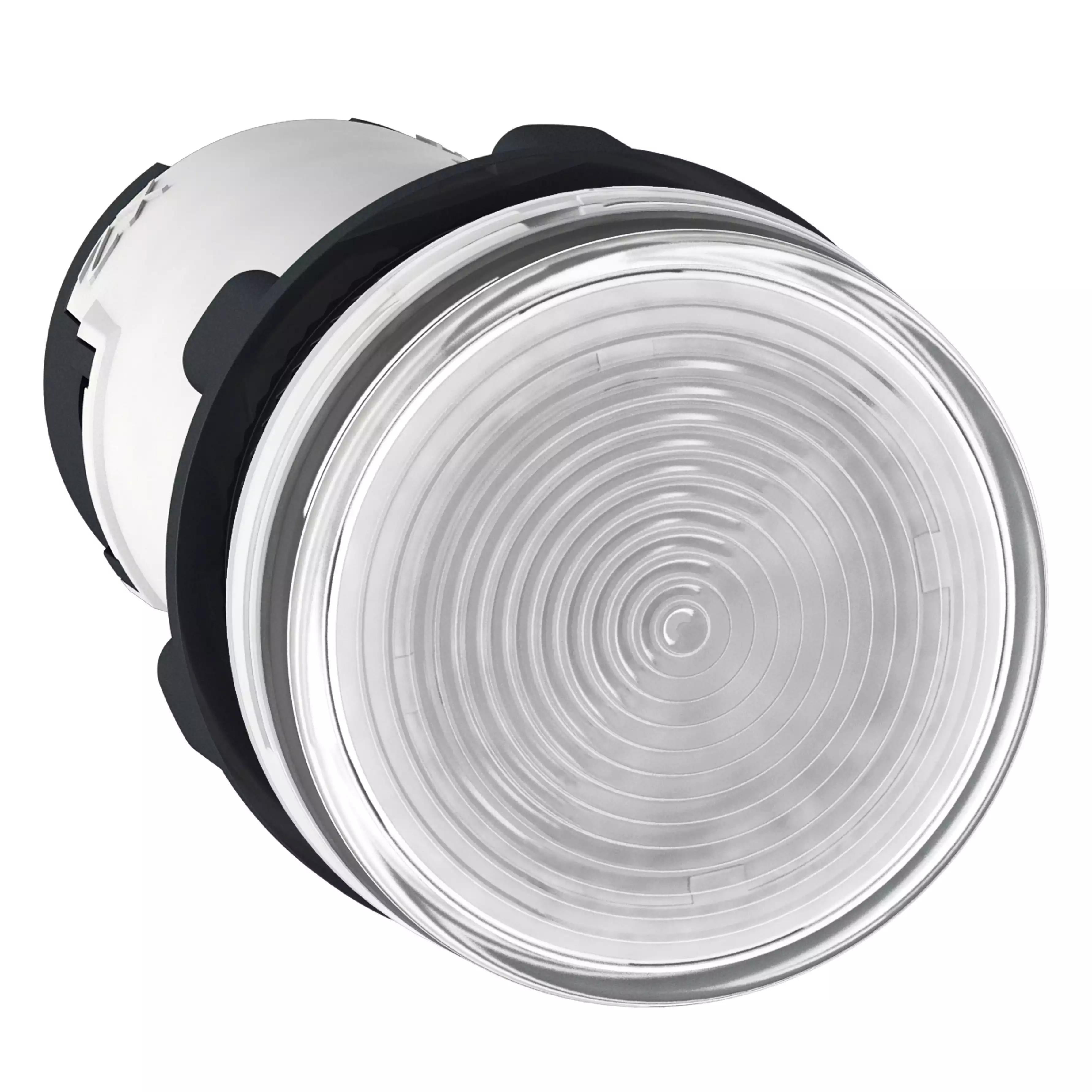 Monolithic pilot light, Harmony XB7, plastic, clear, 22mm, plain lens for BA9s bulb, lt 250V