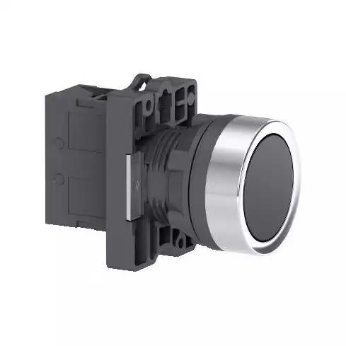 Schneider Electric Harmony XA2 Flush Push-Button, 22 mm, Black, Metal Bezel