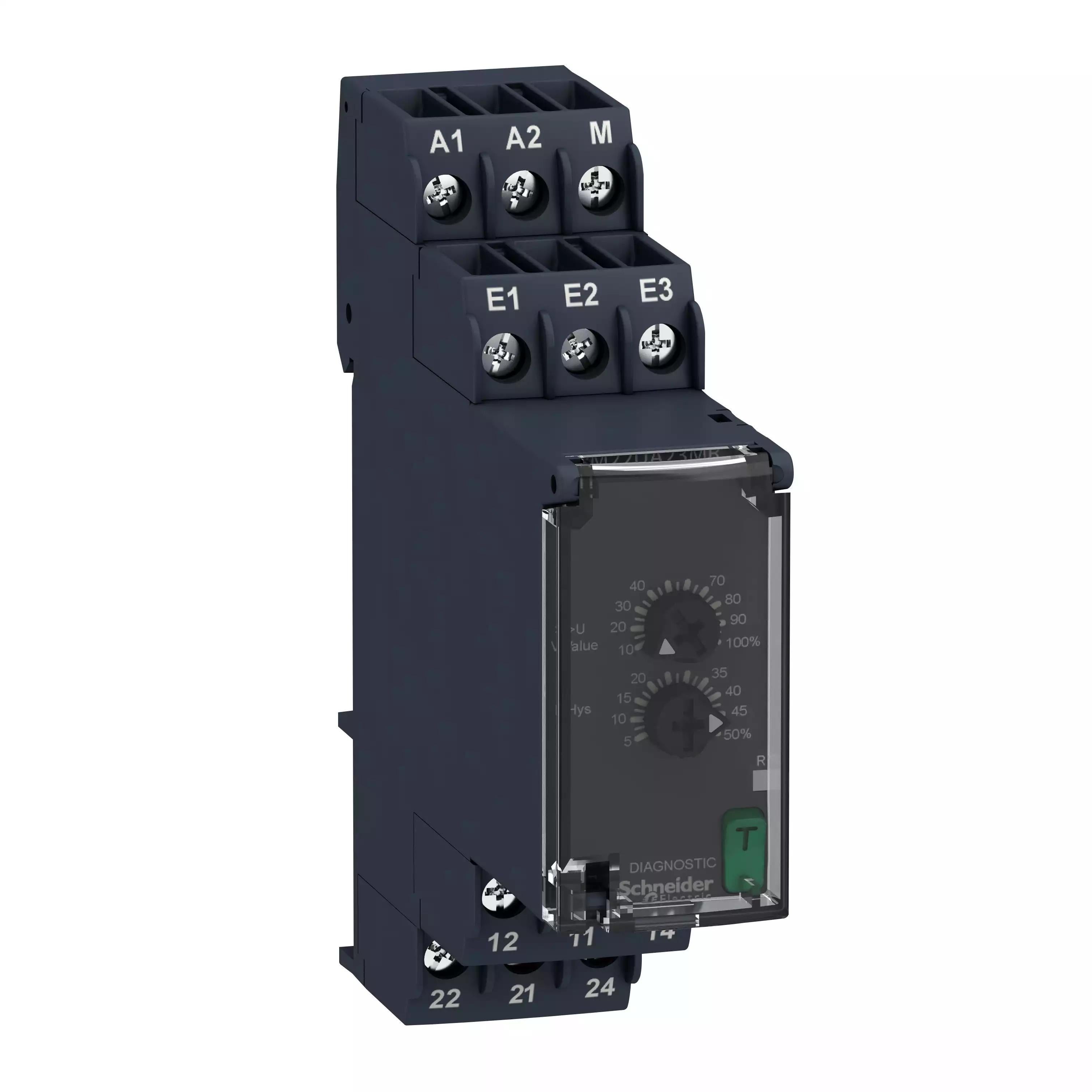 Modular 1 phase overvoltage control relay, Harmony, 8A, 2CO, 15…500V AC DC measurement, 24…240V AC DC
