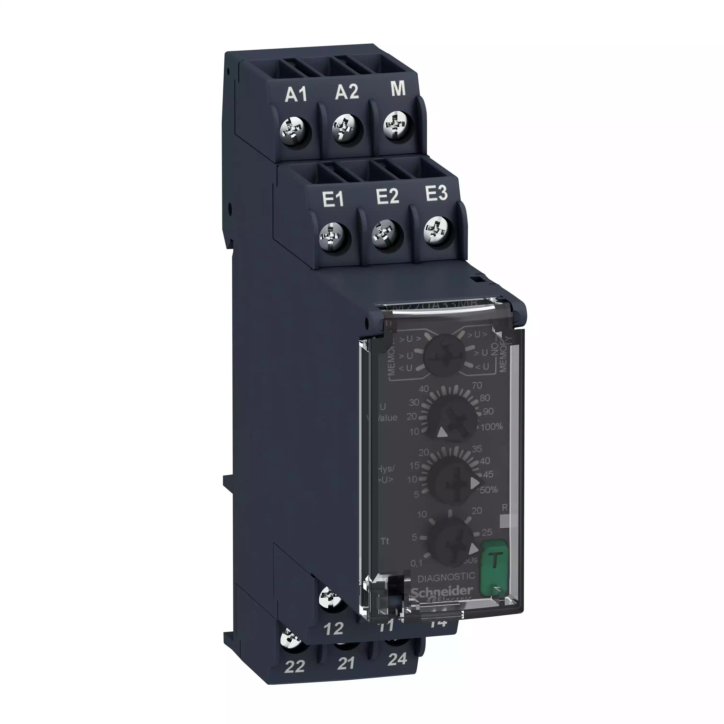 Modular 1 phaseVoltage control relay, Harmony, 8A, 2CO, 15…500V AC DC, 24…240V AC DC