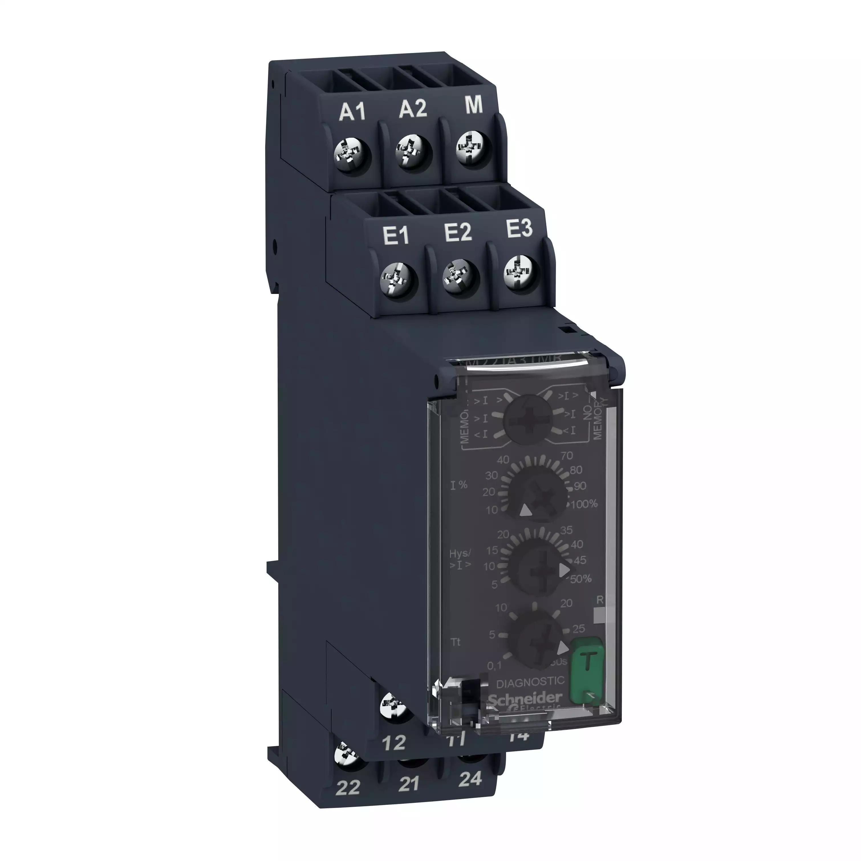 Modular 1 phase current control relay, Harmony, 4mA…1 A, 2CO, 24…240V AC DC