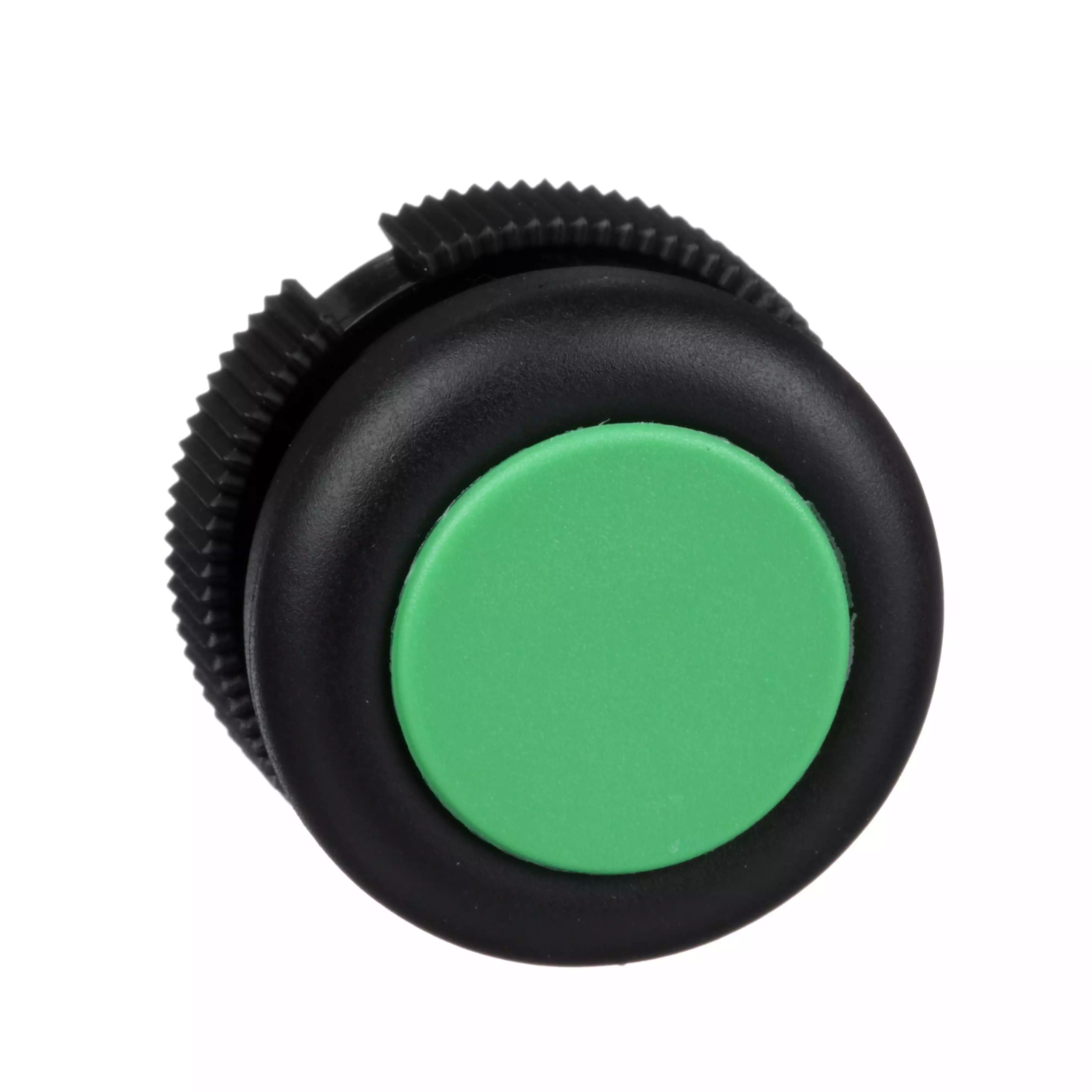 Push button head, Harmony XAC, plastic, green, booted, spring return