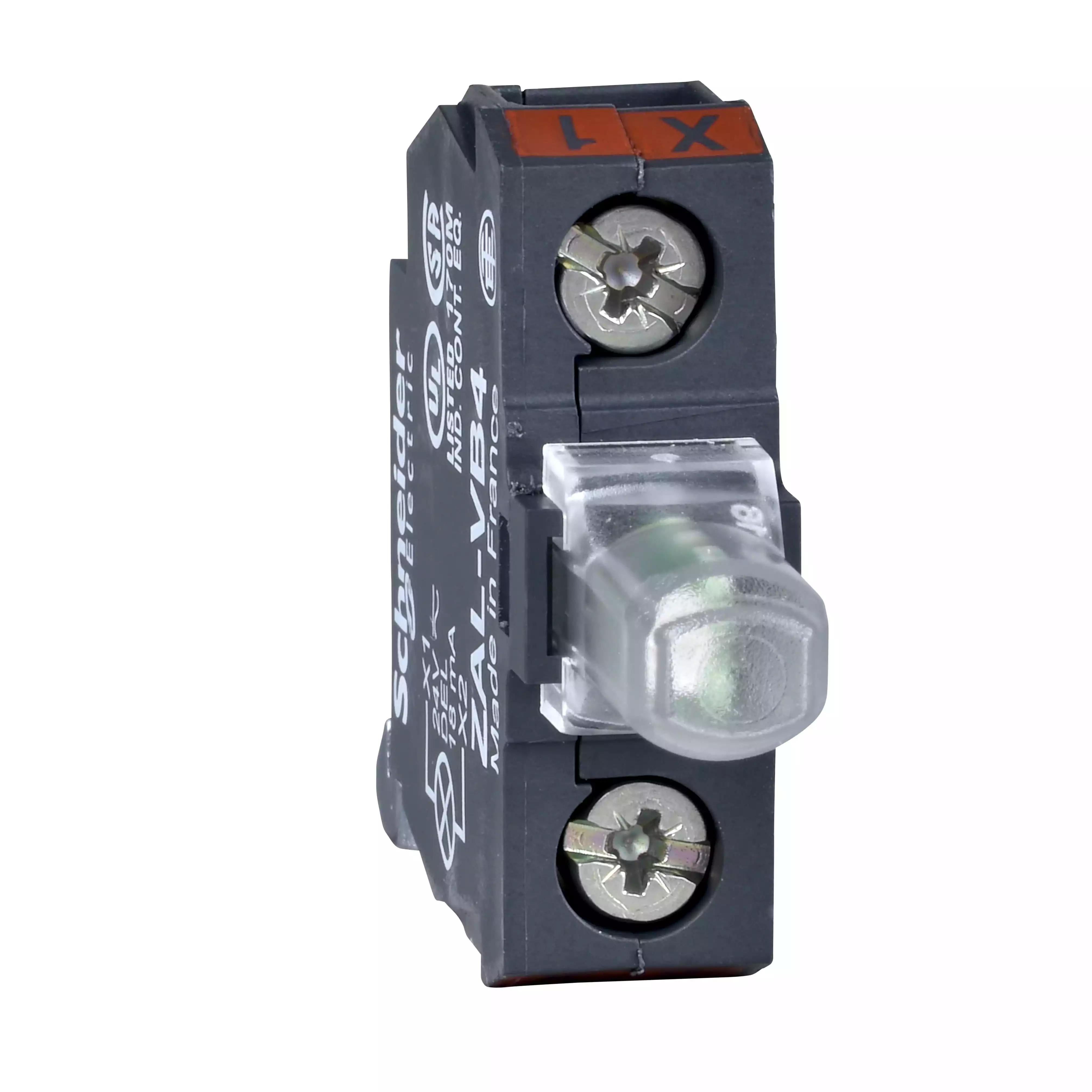 Light block for head 22mm, Harmony XALD, XALK, blue, integral LED, rear mounting, screw clamp terminal, 24V AC DC
