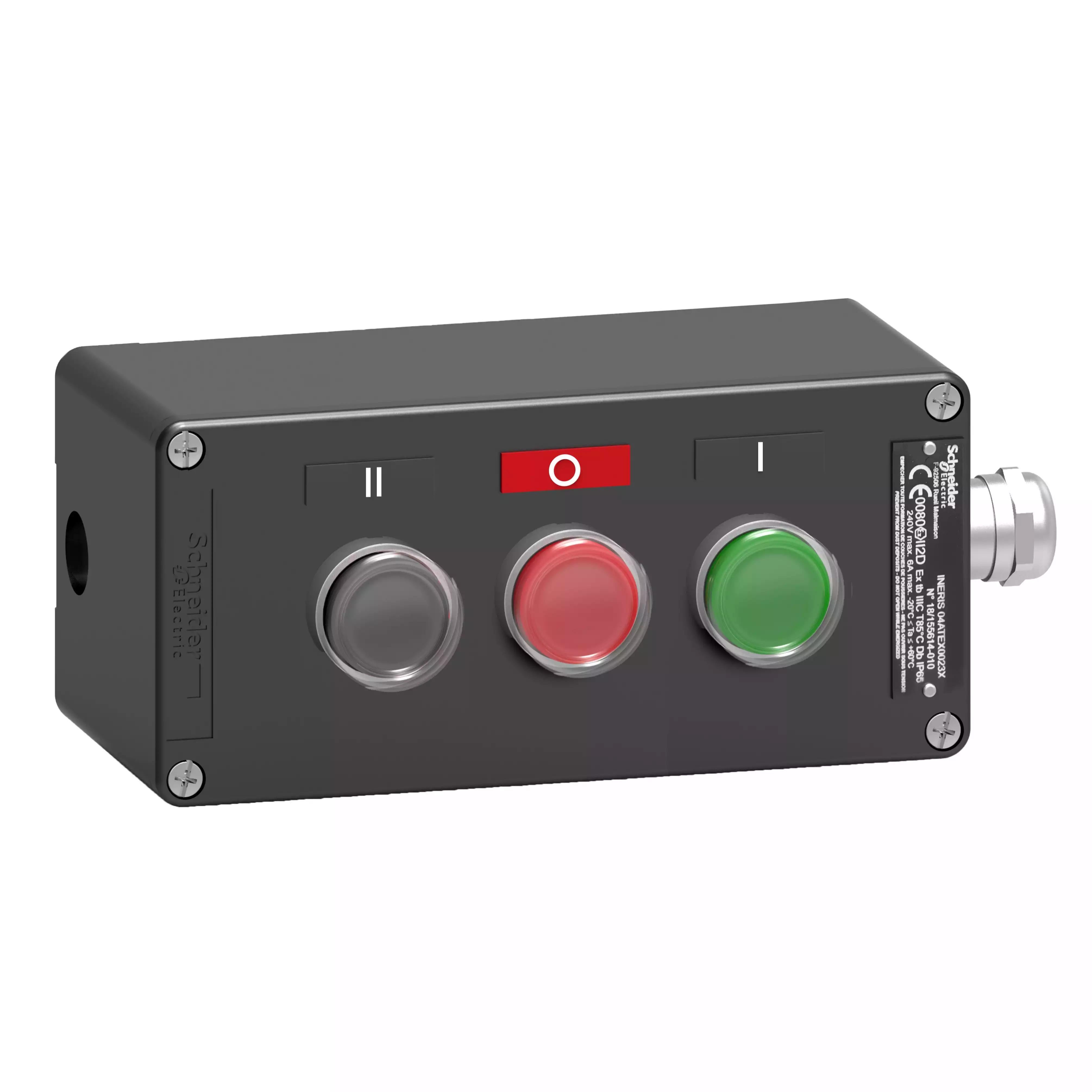 control station - XAW-F - metal - 1 NO - green - three functions