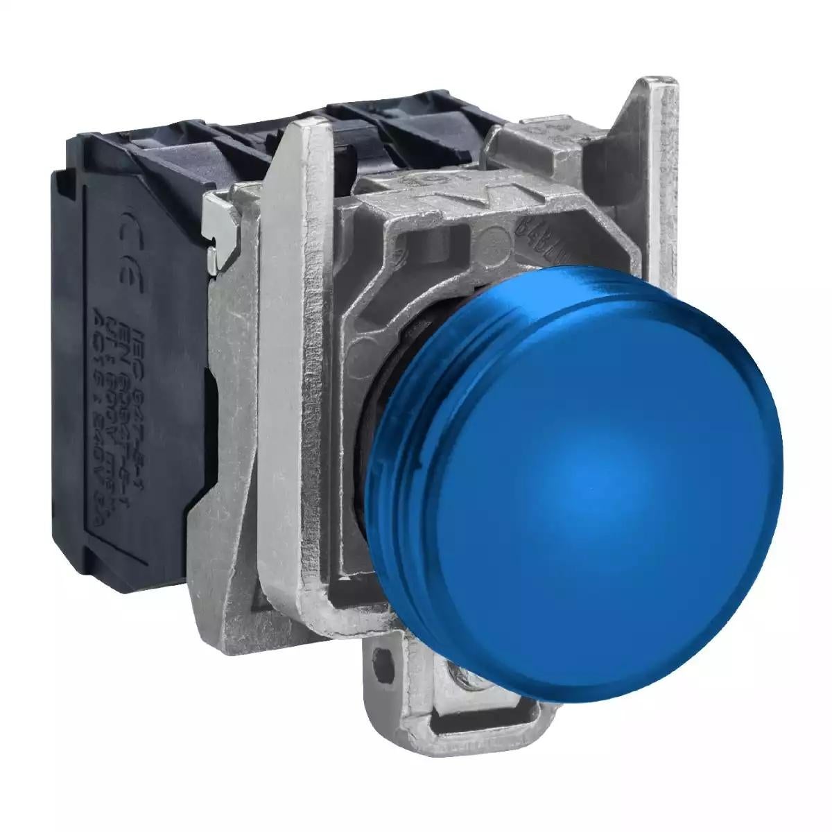 Complete pilot light, Harmony XB4, round Ø22 mm, IP65, blue, integral LED, 24 V, lugs, ATEX
