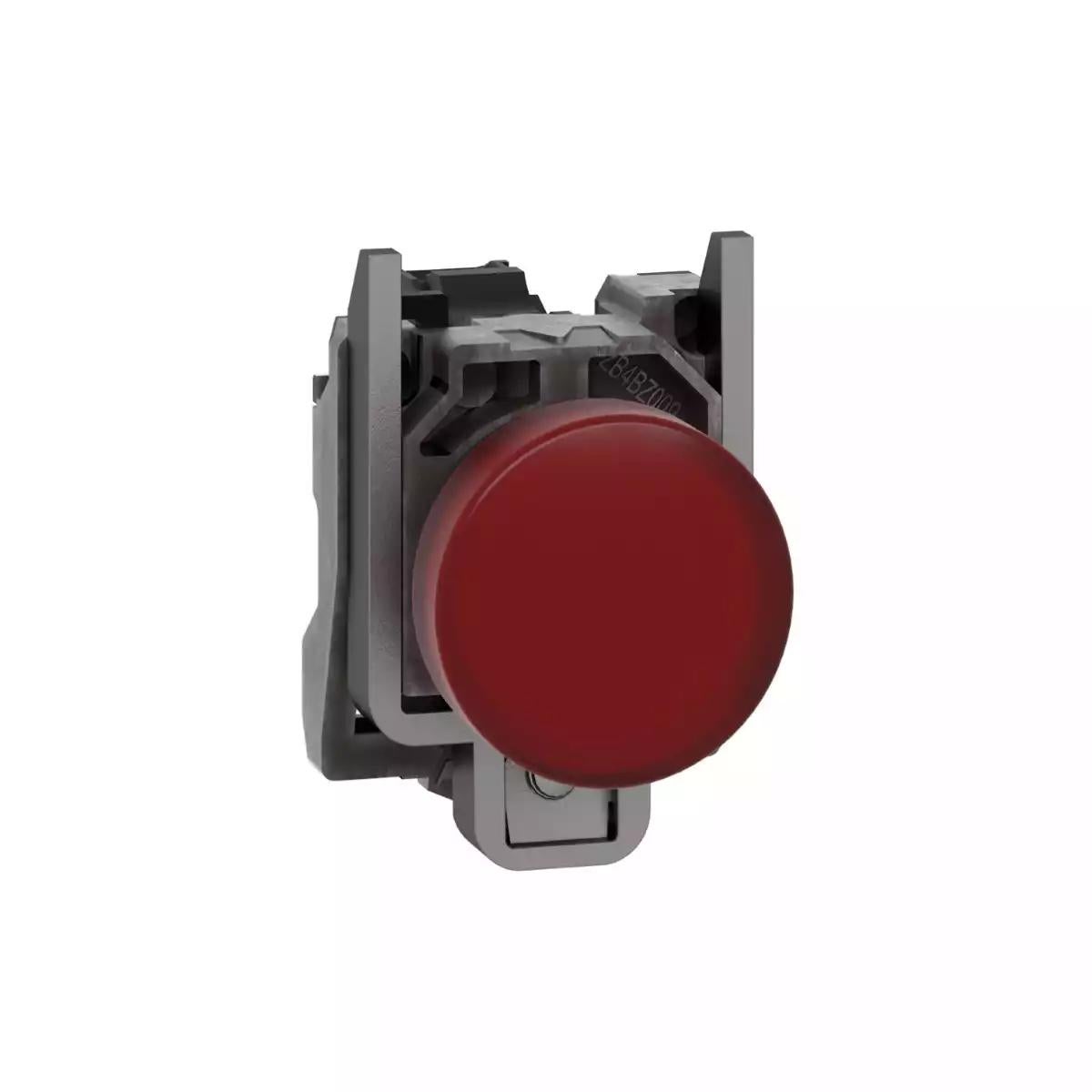 Pilot light, Harmony XB4,metal, red, 22mm, universal LED, plain lens, 110…120V AC