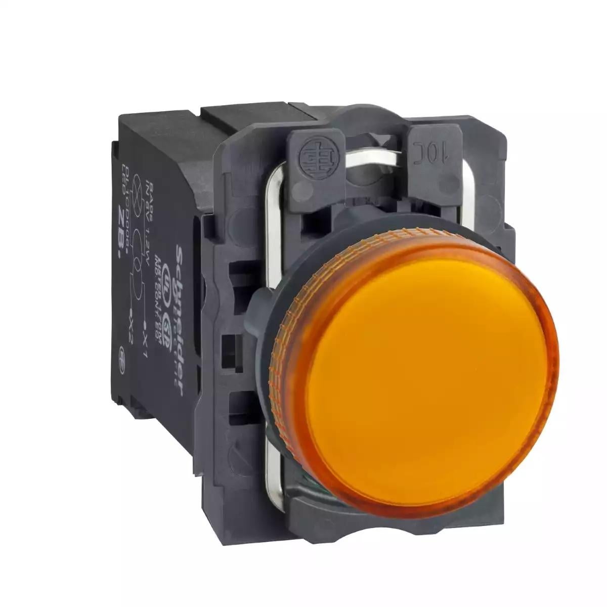 Pilot light, Harmony XB5, orange incandescent, plastic, 22mm, plain lens, BA9s bulb, 220...240V