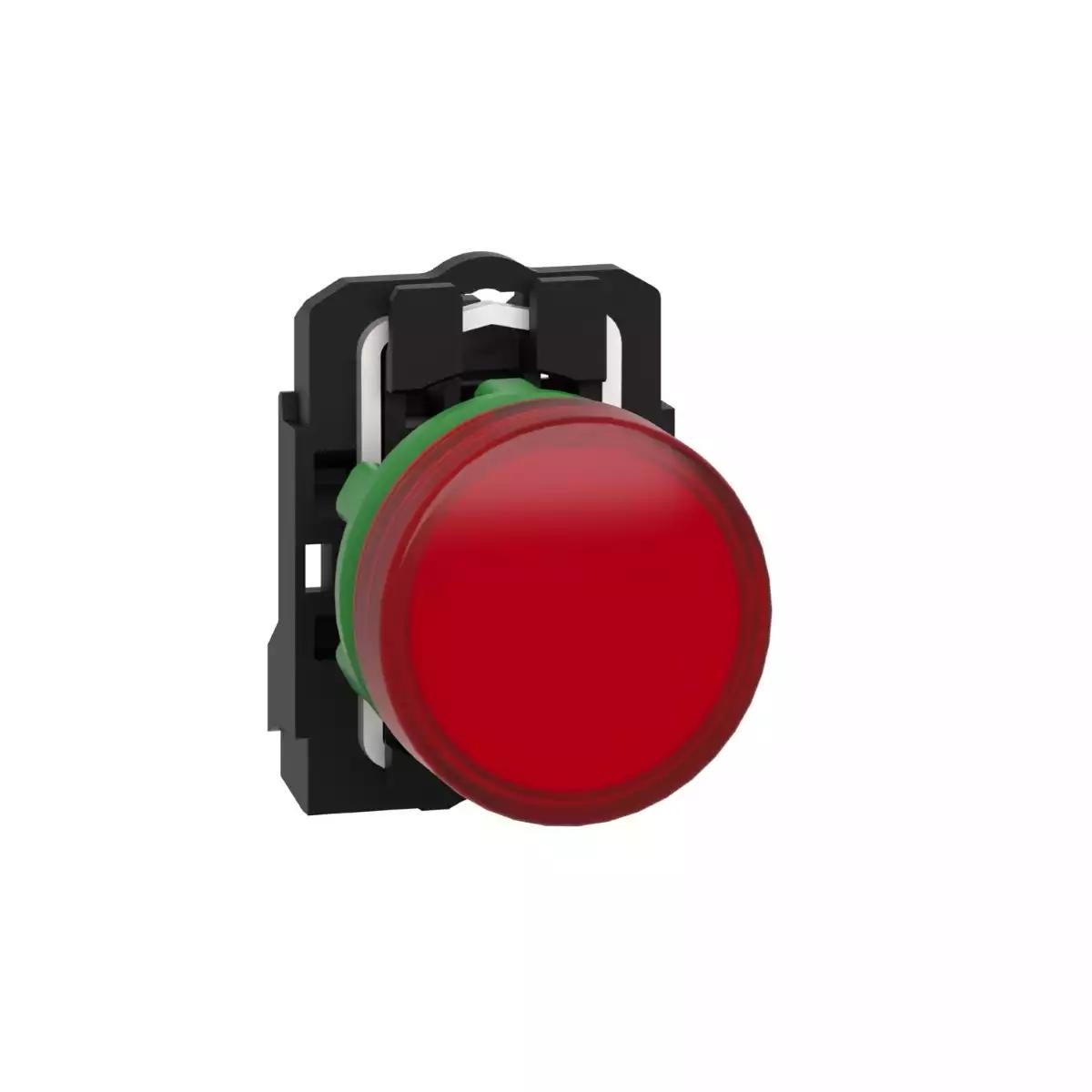 pilot light, Harmony XB5, grey plastic, red, 22mm, universal LED, plain lens, 110…120V AC