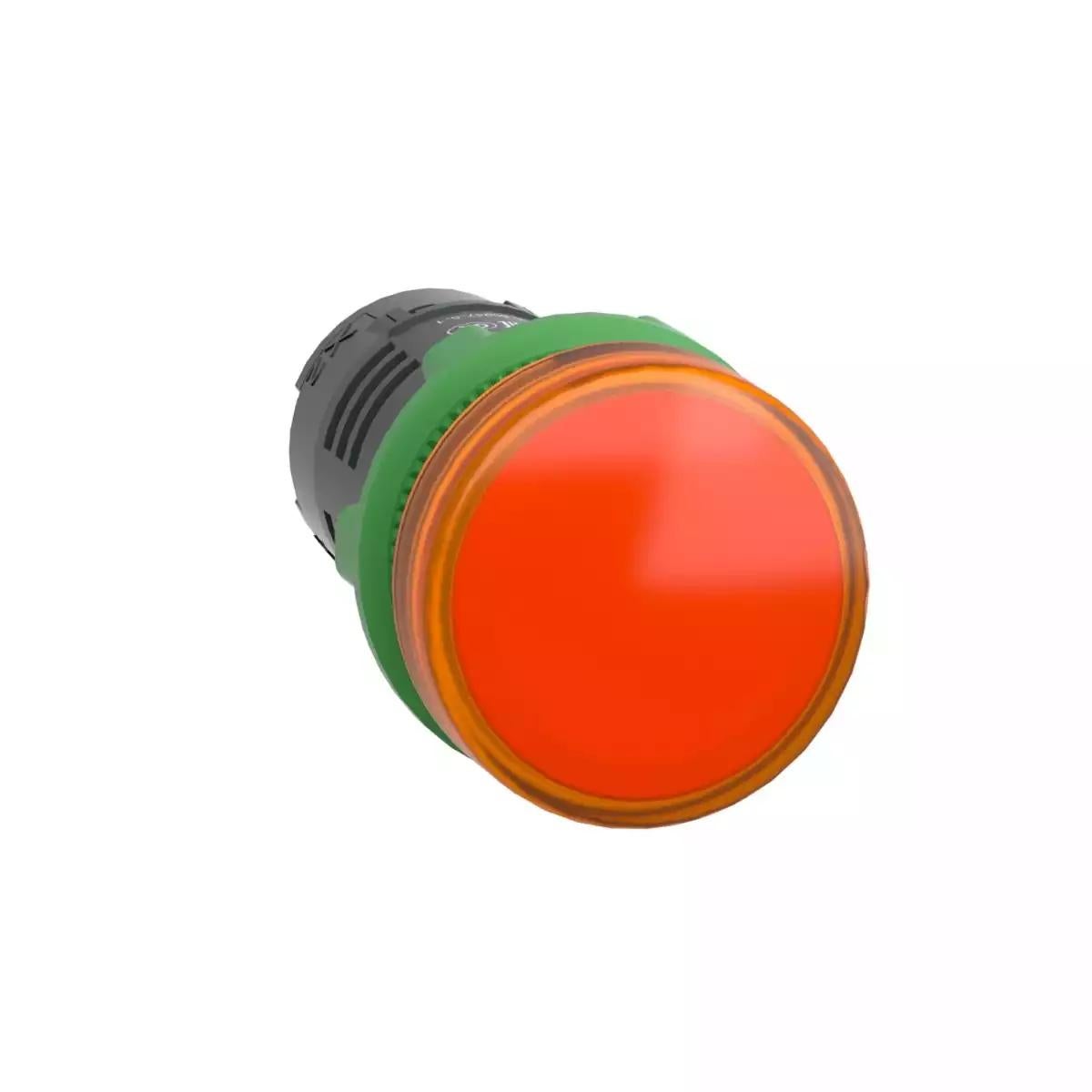 Monolithic pilot light, Harmony XB5, grey plastic, orange, 22mm, universal LED, plain lens, 230…240V AC