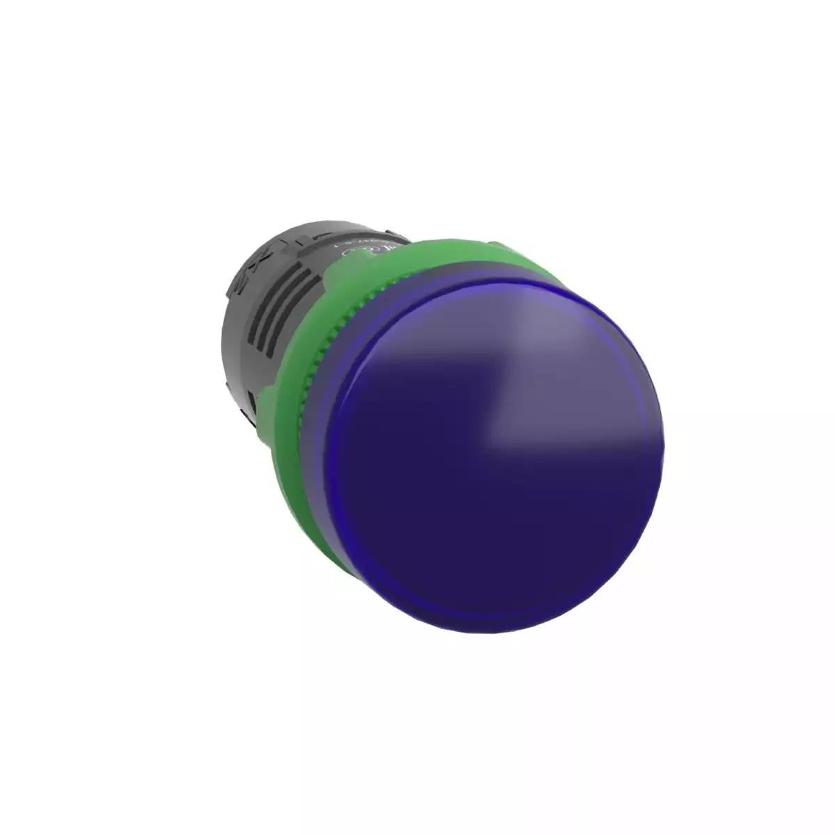 Monolithic pilot light, Harmony XB5, grey plastic, blue, 22mm, universal LED, plain lens, 230…240V AC
