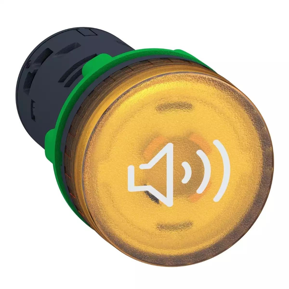 Harmony XB5, Illuminated buzzer, plastic, yellow, Ø22, continuous or intermittent tone, 230…240 V AC