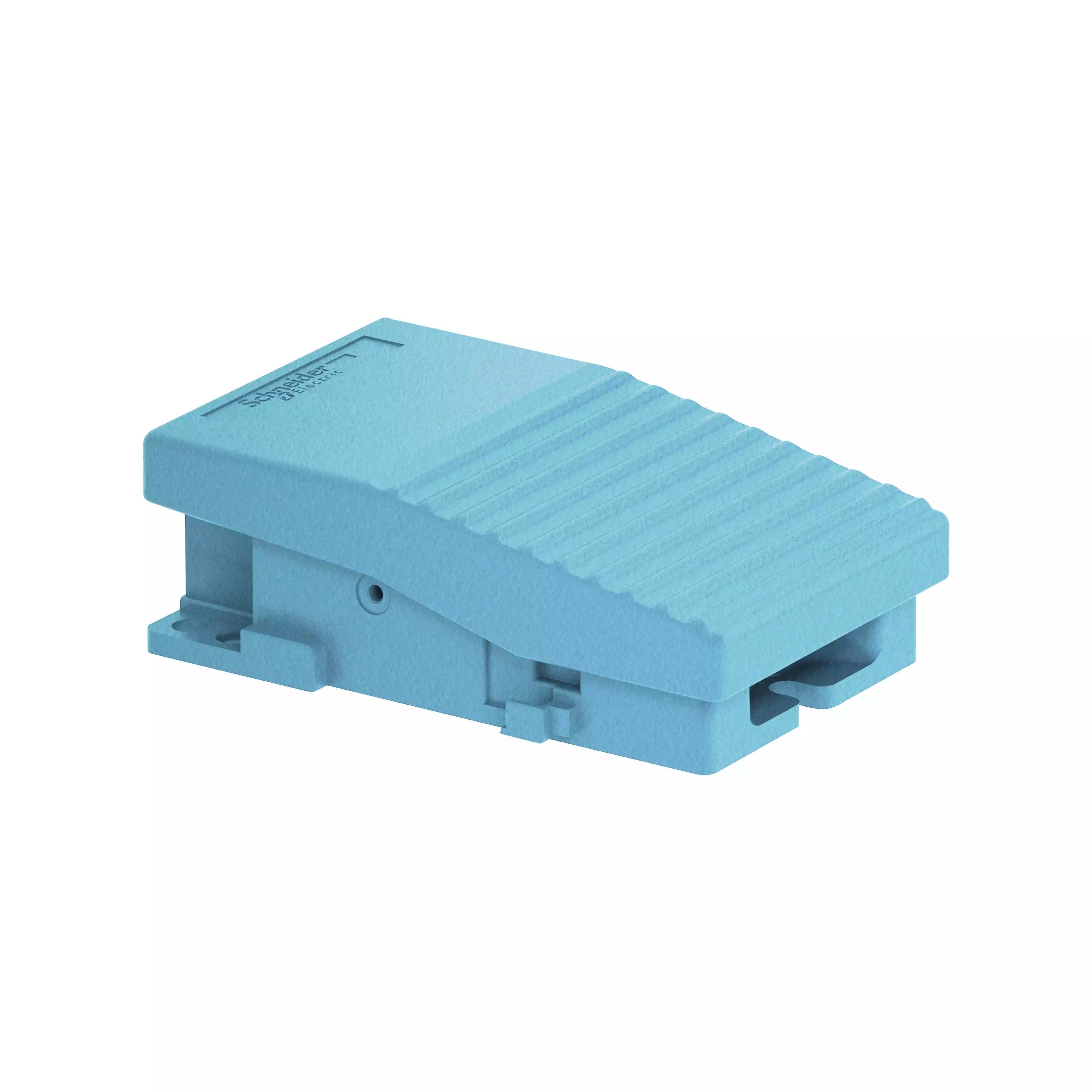 single foot switch - IP66 - without cover - metallic - blue - 1 NC + 1 NO