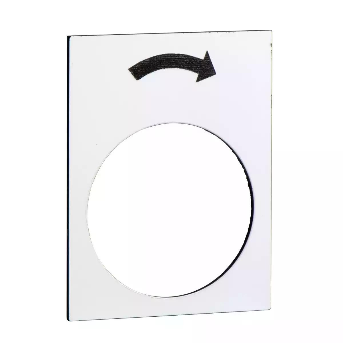 Harmony XAC, Marked Legend, Nameplate, 30 x 40mm, Plastic, White, 22mm Push Button, Black Marked Rounded Arrow