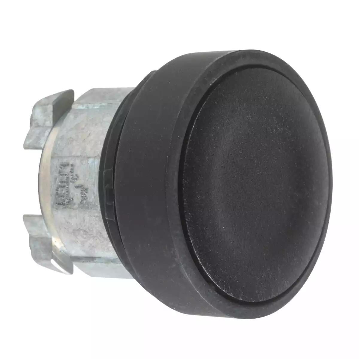 Head for non illuminated push button, Harmony XB4, black flush pushbutton Ø22 mm spring return unmarked