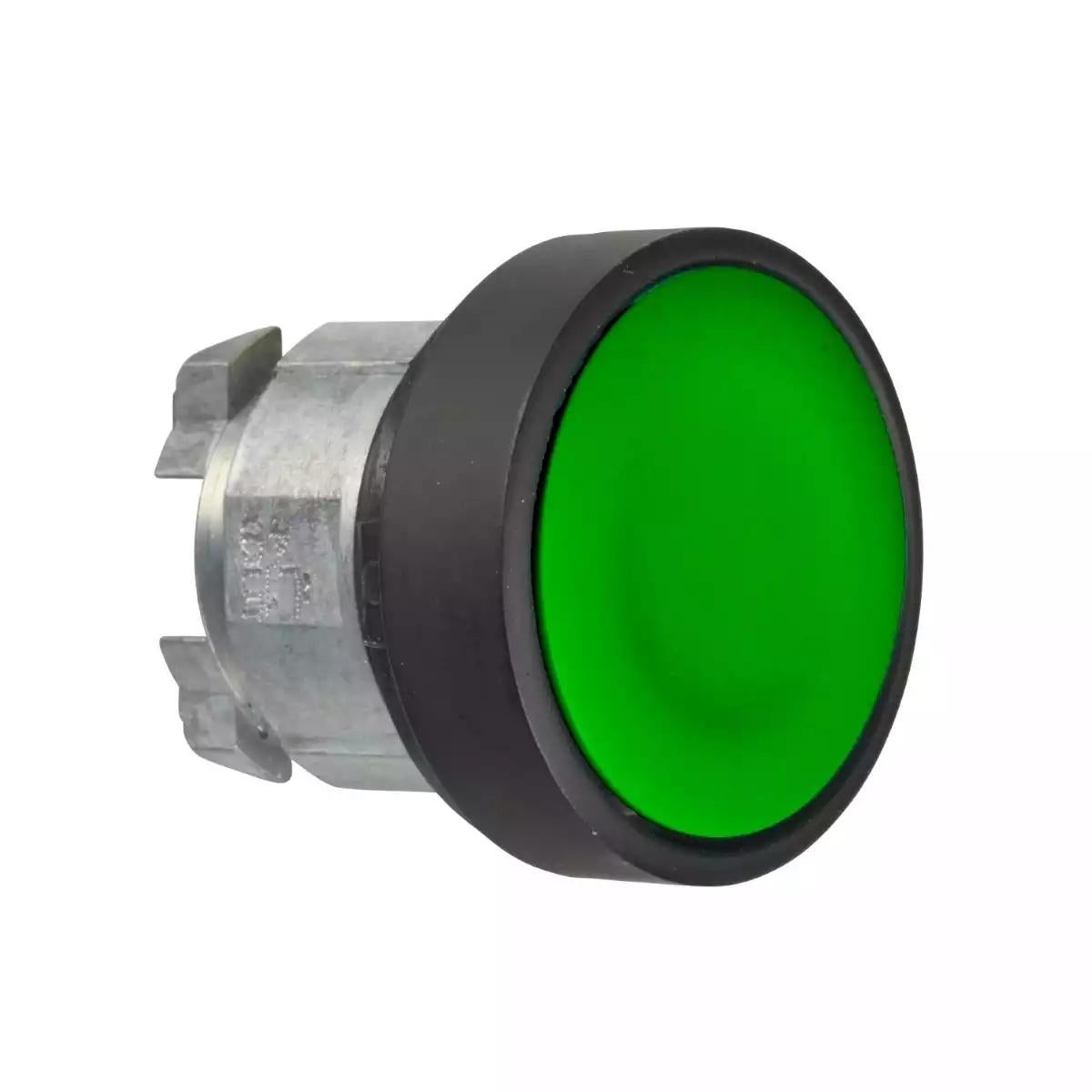 Head for non illuminated push button, Harmony XB4, green flush pushbutton Ø22 mm spring return unmarked