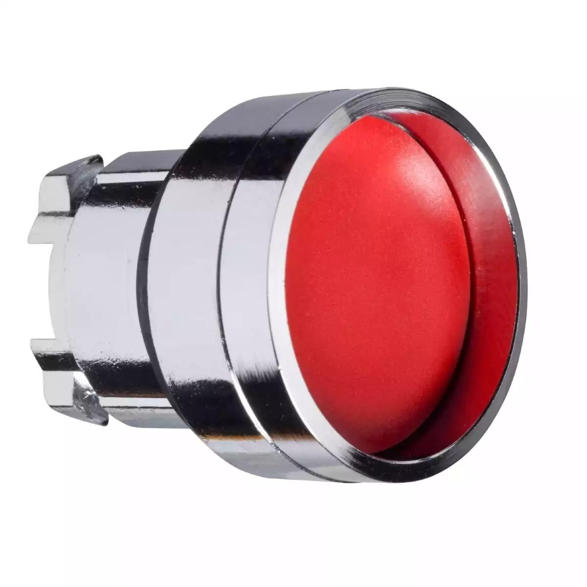 Head for illuminated push button, Harmony XB4, metal, red recessed, 22mm, spring return, high guard, unmarked