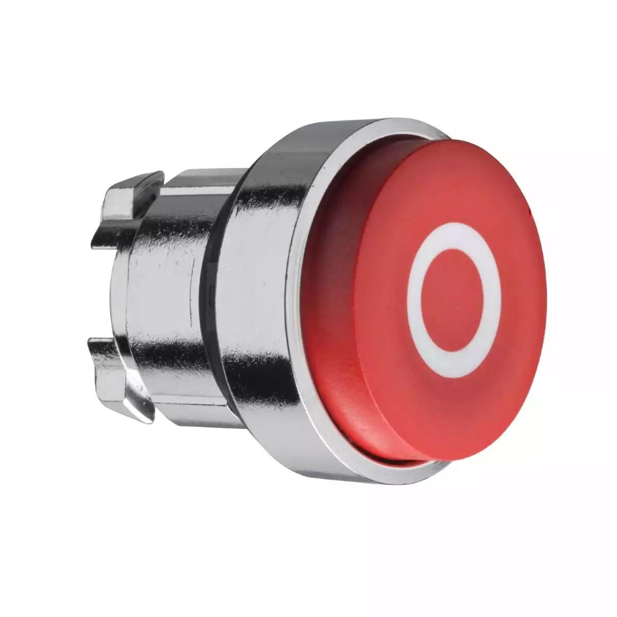 Projecting push button head 40mm, Harmony XB4, metal, red, 22mm, spring return, marked O