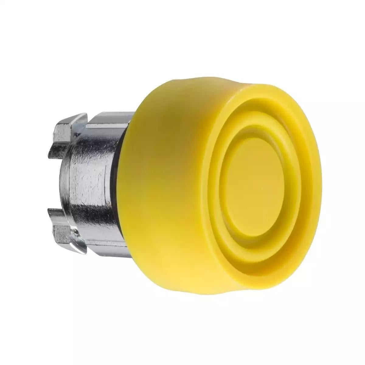 Head for non illuminated push button, Harmony XB4, yellow flush pushbutton Ø22 mm spring return unmarked