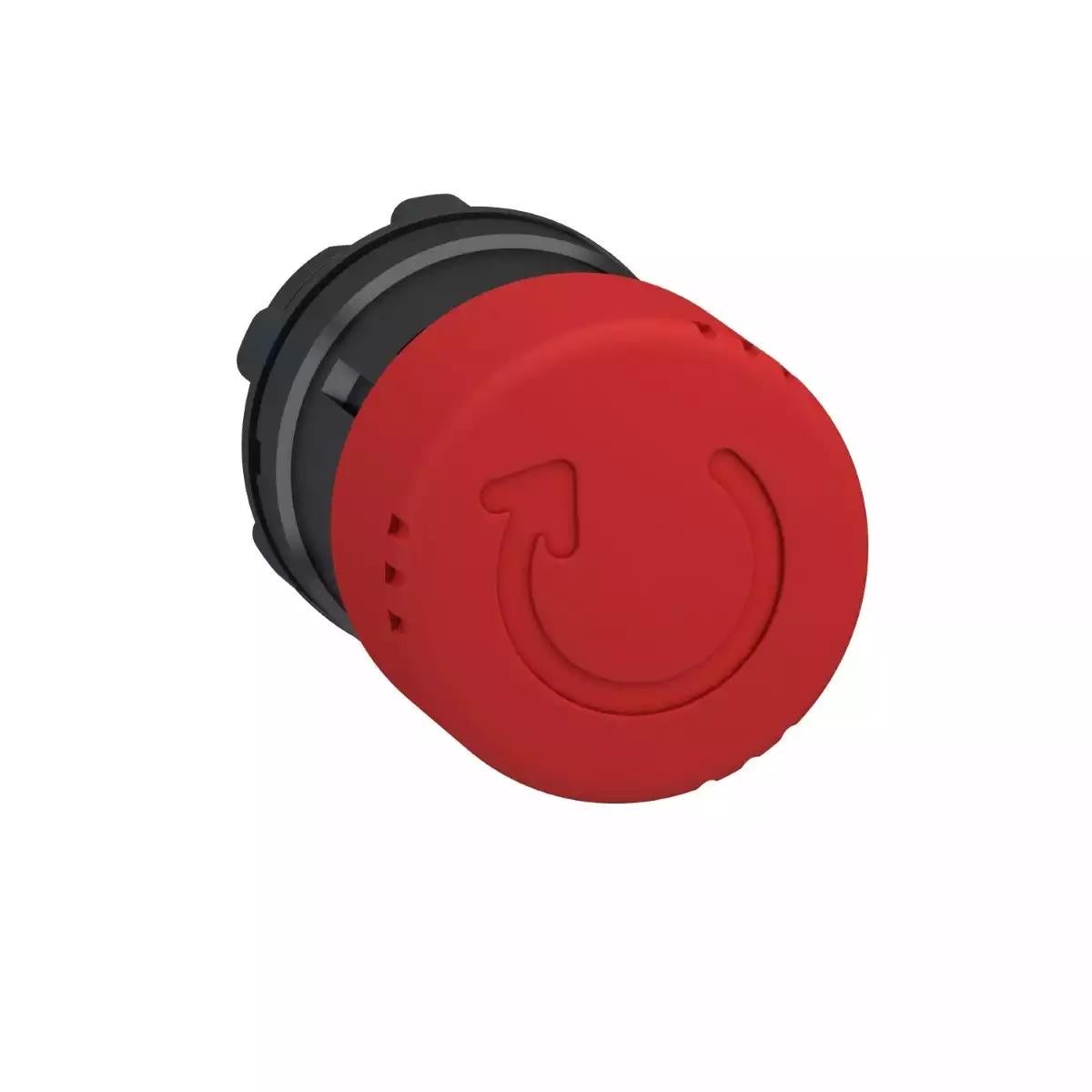 Emergency stop head, Harmony XB4, switching off, black metal, red mushroom 30mm, 22mm, trigger latching turn to release