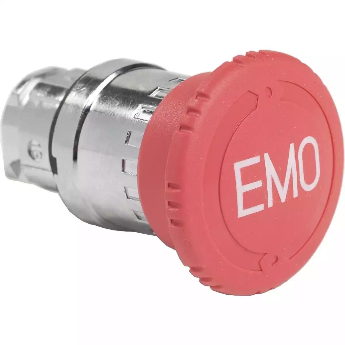 Harmony XB4, Emergency stop head, switching off, metal, red mushroom Ø40, Ø22, trigger latching turn to release, marked EMO
