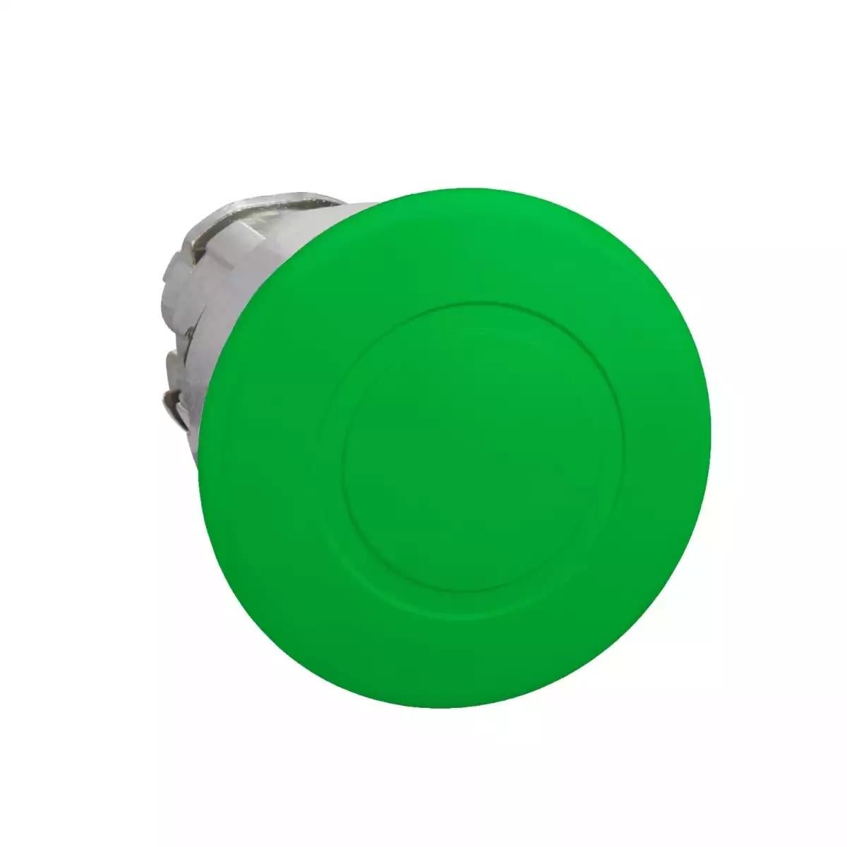 Head for non illuminated push button, Harmony XB4, green mushroom 40mm, 22mm, latching, push-pull to release, unmarked