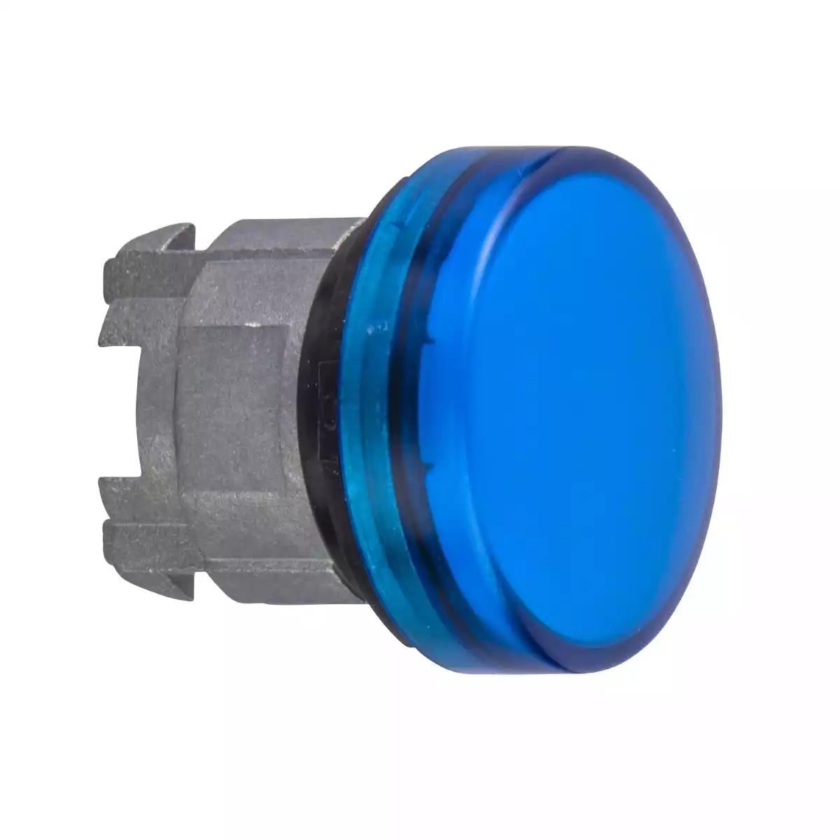 Pilot light head, Harmony XB4, metal, blue, 22mm, plain lens for BA9s bulb