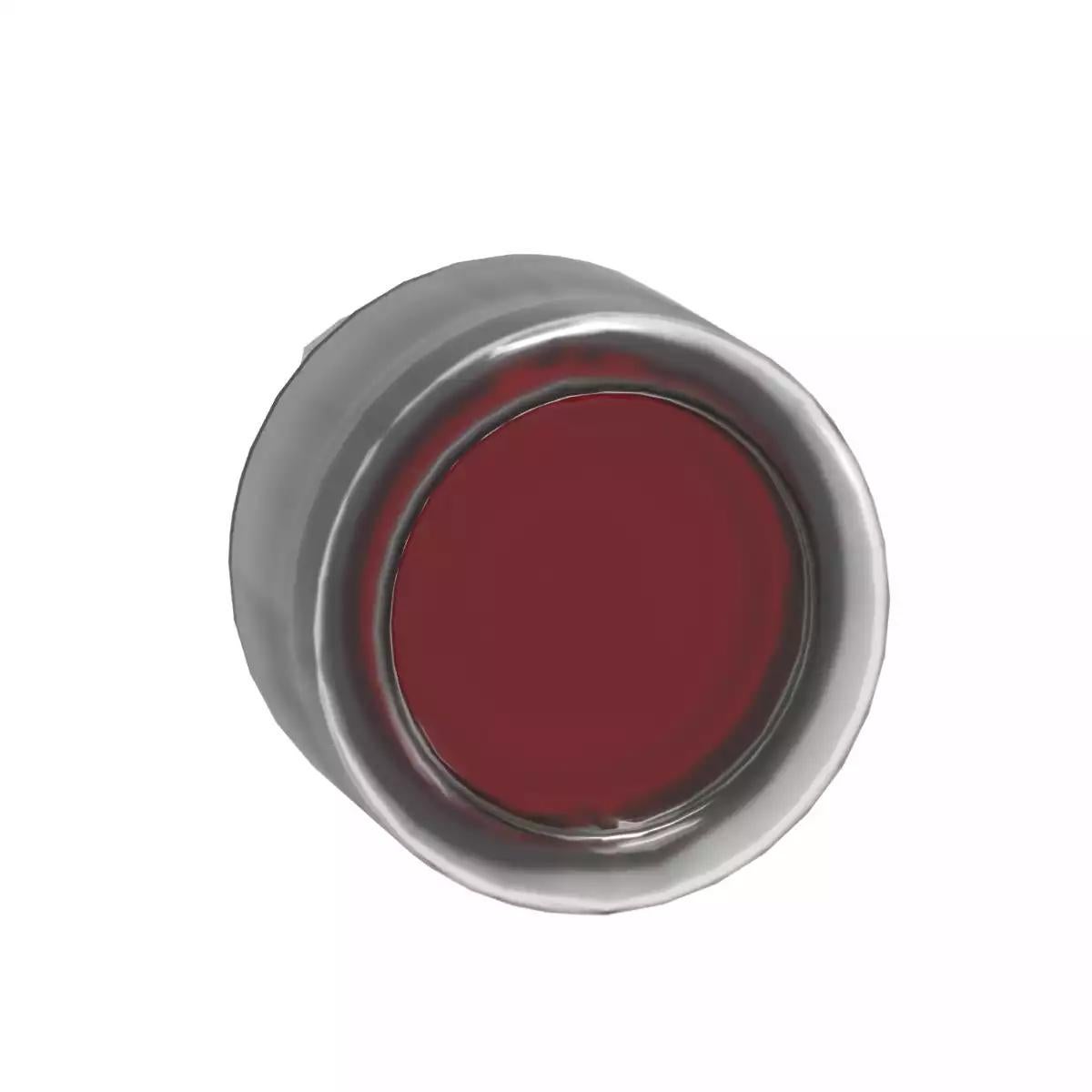 Head for illuminated push button, Harmony XB4, metal, red flush, 22mm, universal LED, spring return, clear boot, unmarked