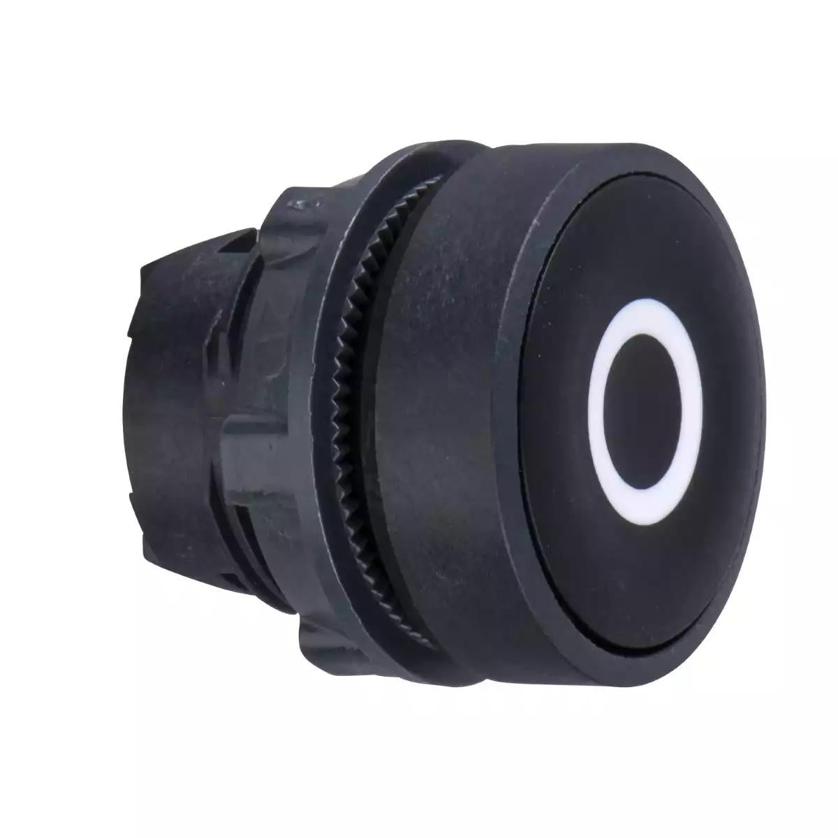 Head for non illuminated push button, Harmony XB5, black flush, 22mm, spring return, white marked O