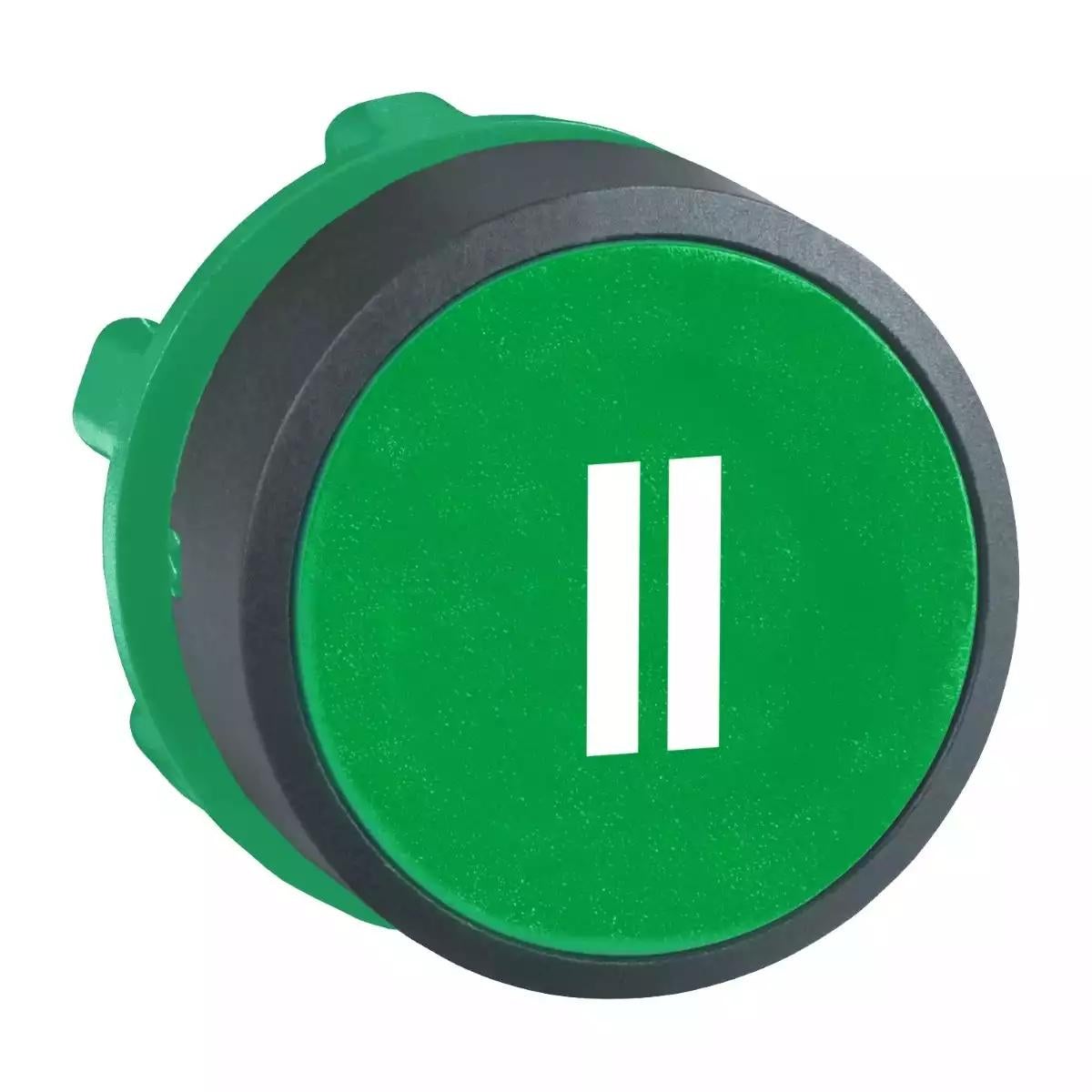 Head for non illuminated push button, Harmony XB5, green flush, 22mm, spring return, white marked II