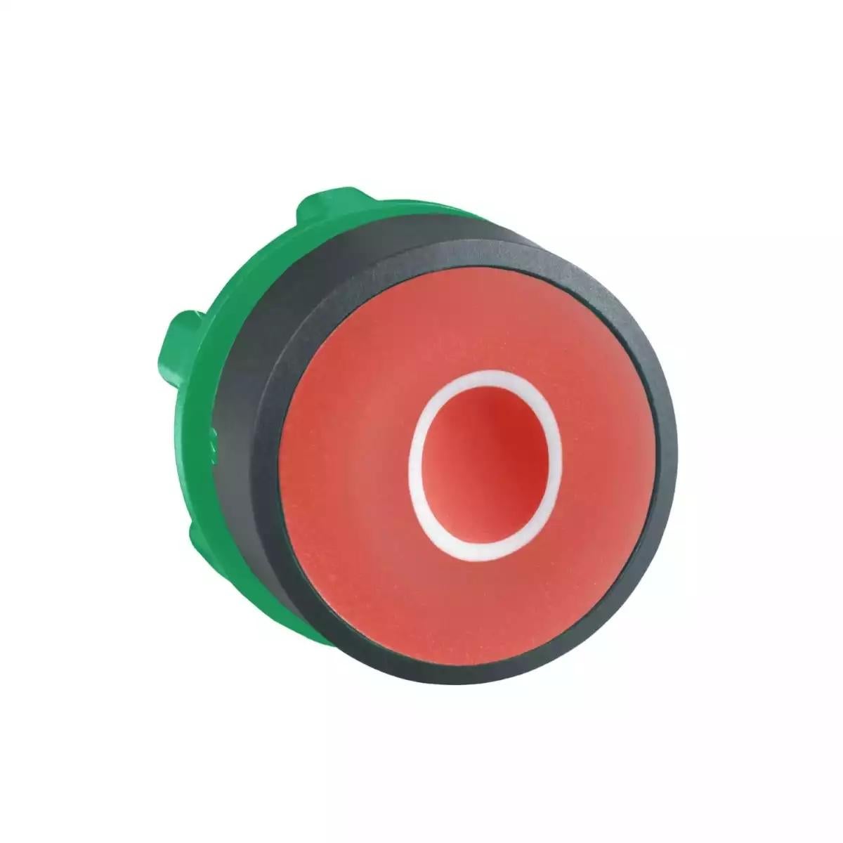 Push button head, Harmony XB5, plastic, flush, red, 22mm, spring return, marked O