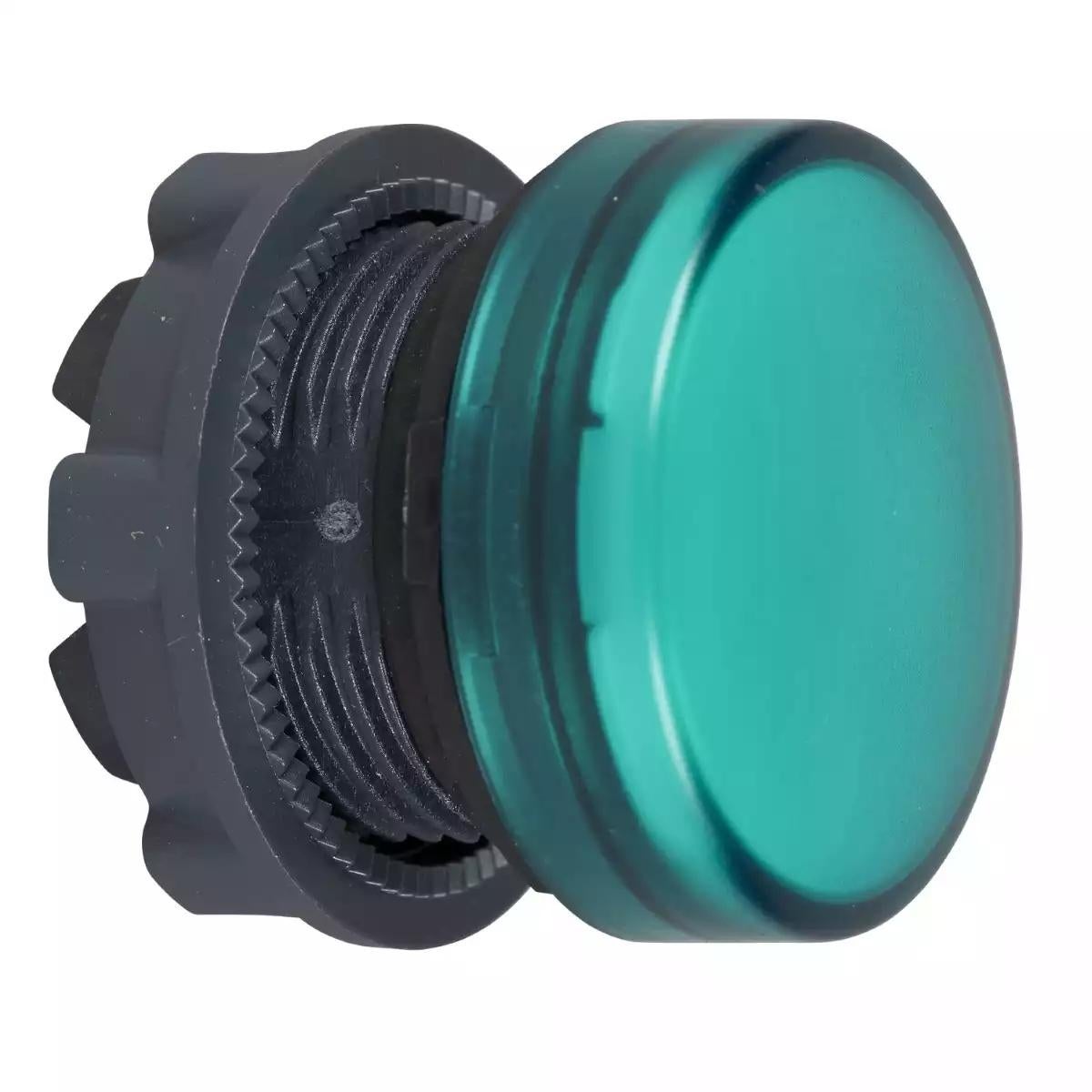 Pilot light head, Harmony XB5, metal, green, 22mm, plain lens for BA9s bulb