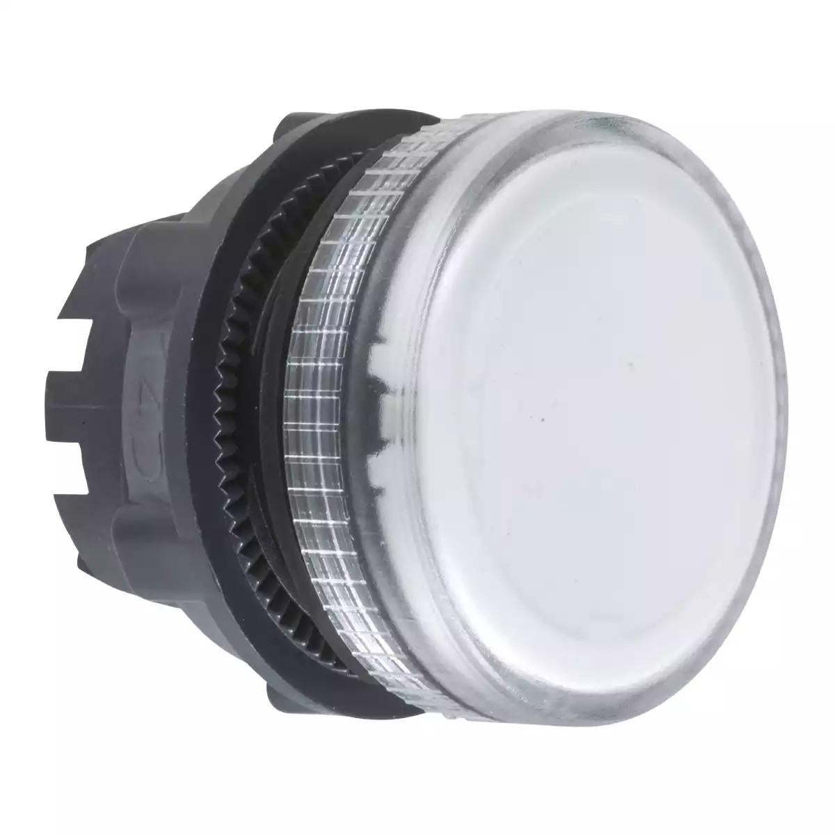 Head for pilot light, Harmony XB5, clear, 22mm, with grooved lens, integral LED