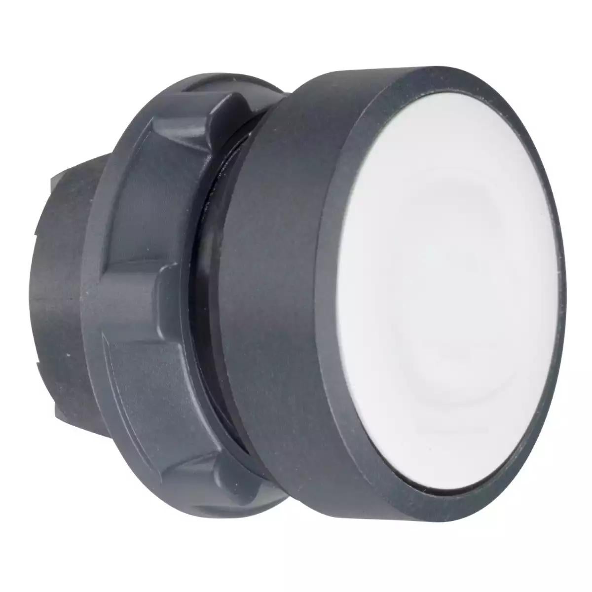 Illuminated push button head, Harmony XB5, plastic, flush, white, 22mm, spring return, plain lens for BA9s bulb