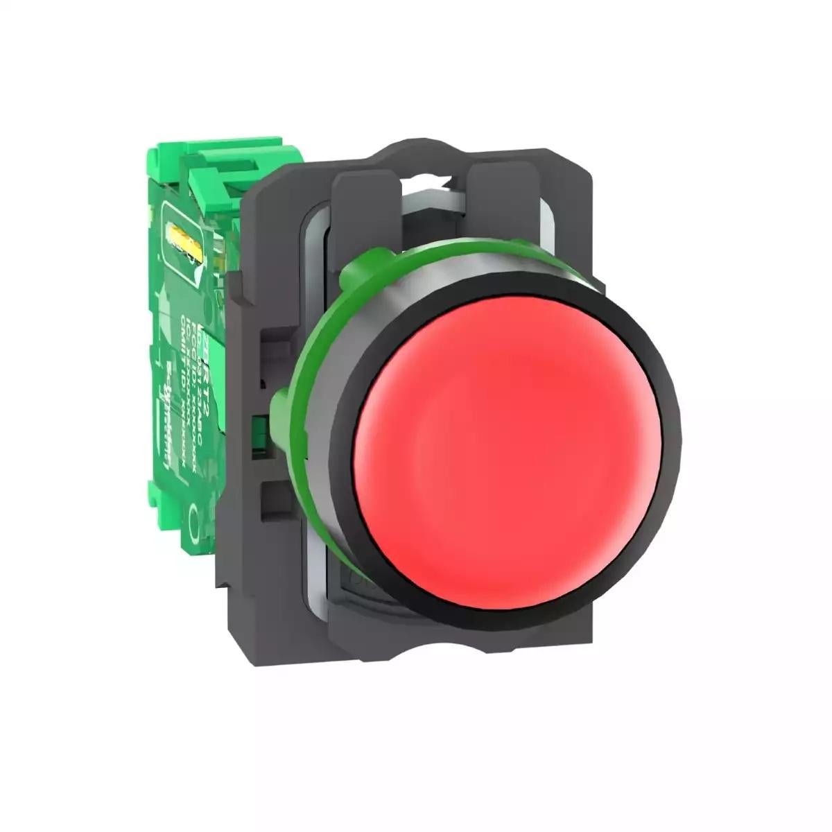Wireless and batteryless transmitter, Harmony XB5R, push button, plastic, red, 22mm, spring return